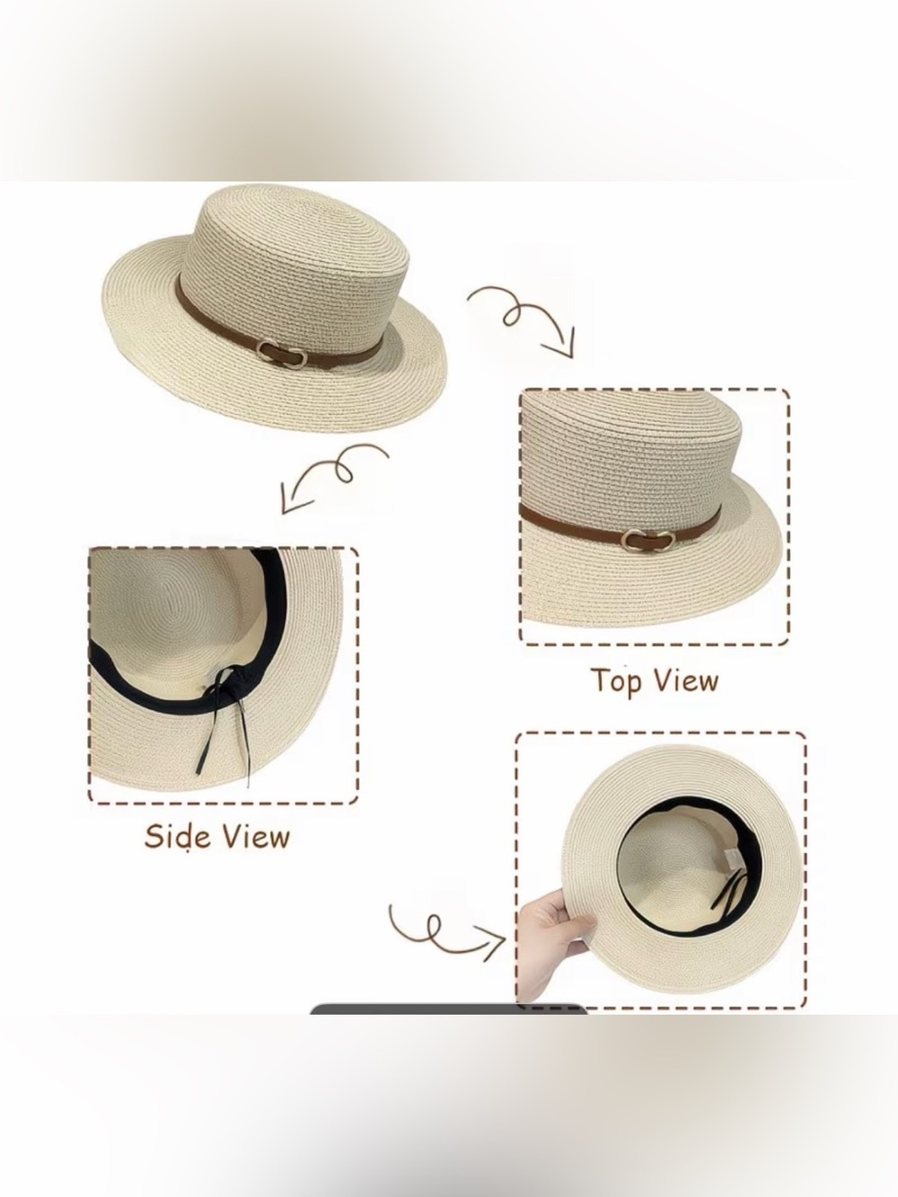 Women’s Straw Sun Hat with Brown Leather Band